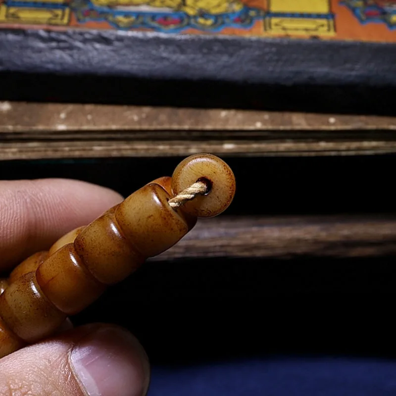 Mythstone Tibet 108 Mala Beads Yak Bone Amber Balance Bracelet - Image 10
