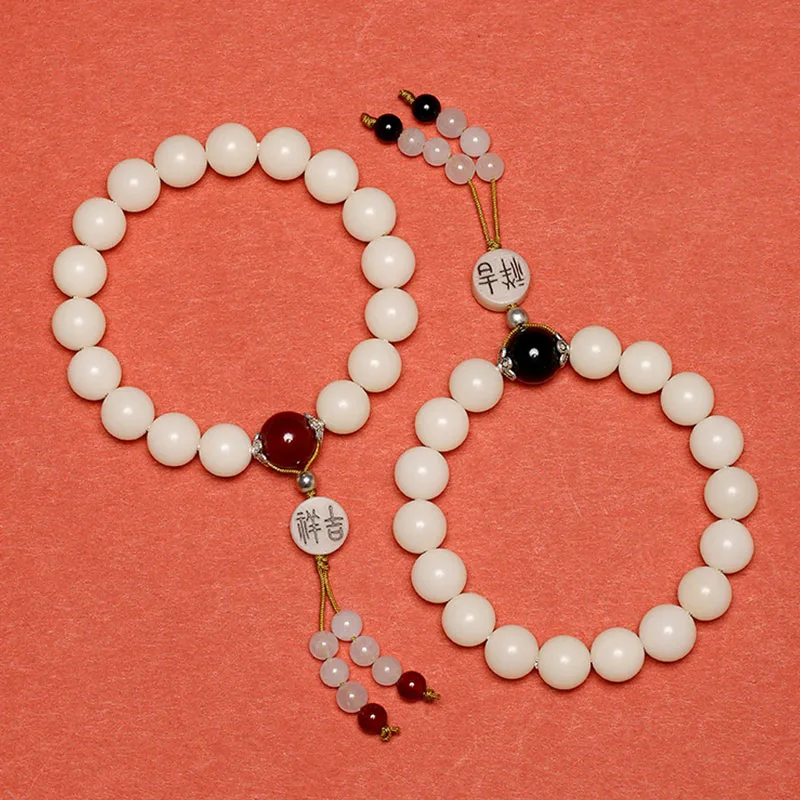 Mythstone Bodhi Seed Red Agate Black Obsidian Pink Crystal Rutilated Quartz Peace Wrist Mala Bracelet - Image 16