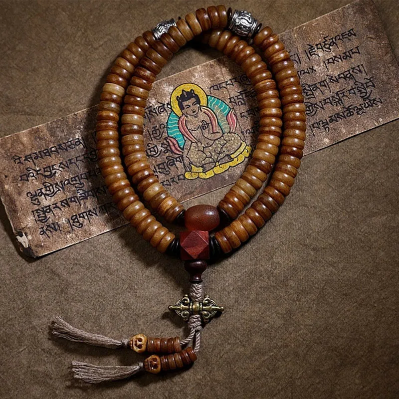 MythStone Tibetan 108 Mala Beads Yak Bone Dzi Bead PiXiu Nine Palaces Eight Diagrams Balance Bracelet - Image 17