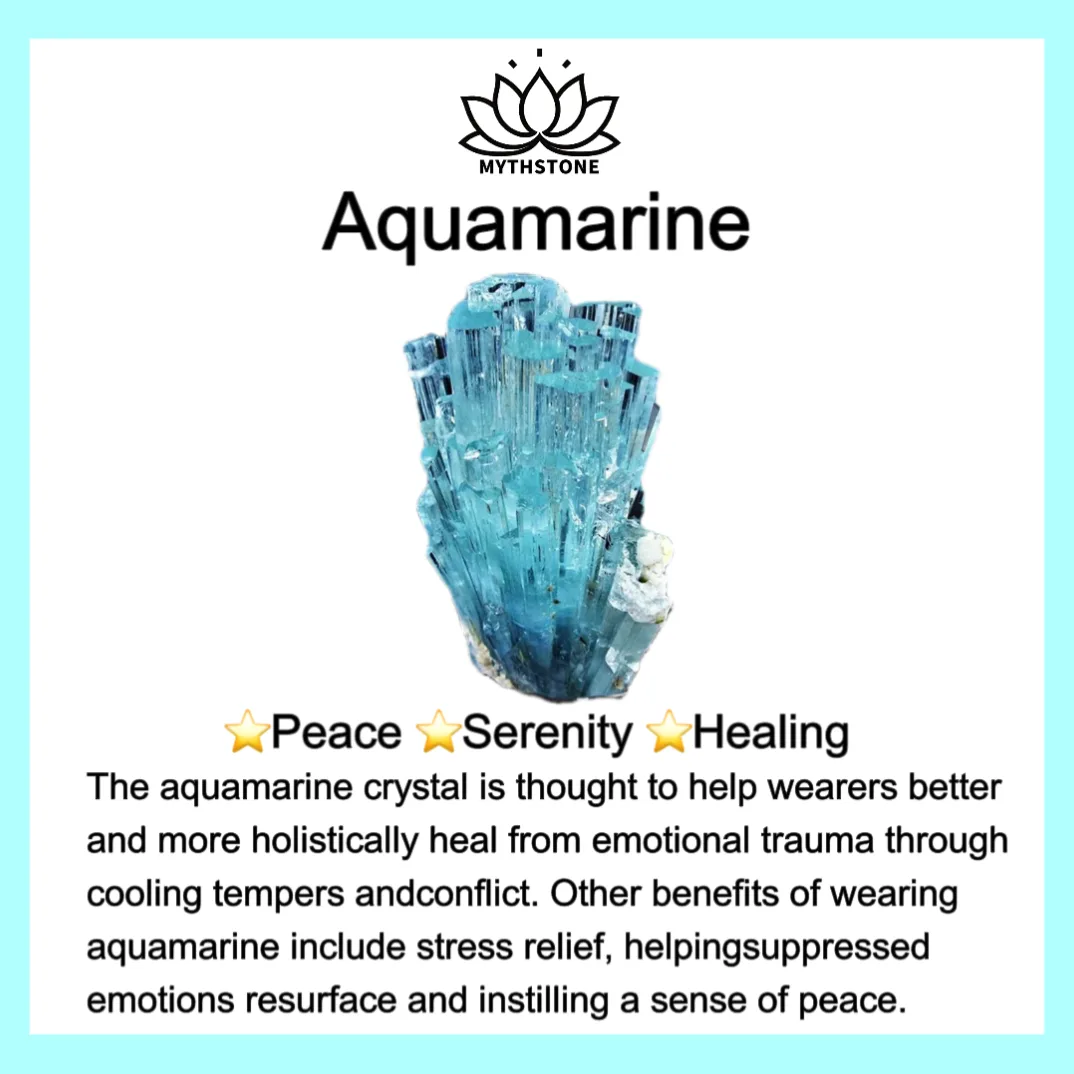 Mythstone 108 Mala Beads Aquamarine Healing Bracelet - Image 5