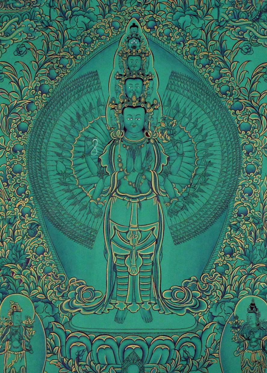 Tibetan Thangka Painting of Avalokiteshvara | Kuanyin - Image 2