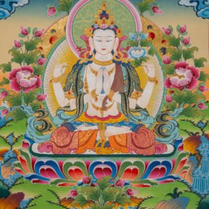 Chenrezig Hand-Painted Thangka – Spiritual Tibetan Art