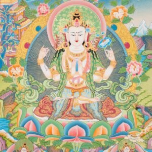Hand-Painted Four-Armed Chenrezig Thangka