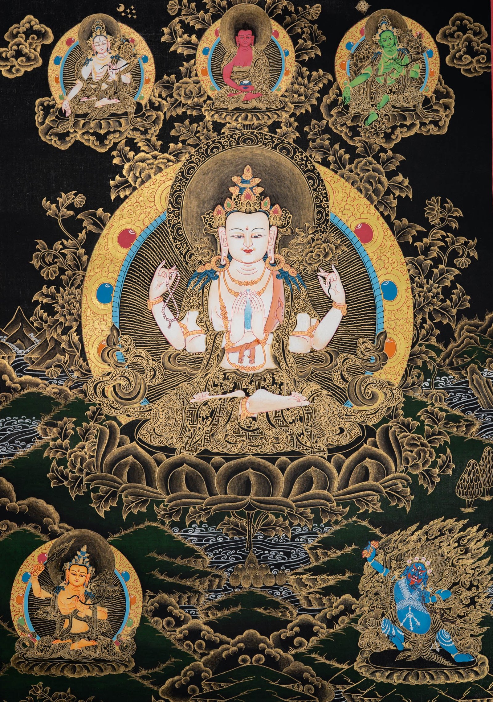 Handcrafted Chenrezig Thangka – Art of Compassion - Image 2
