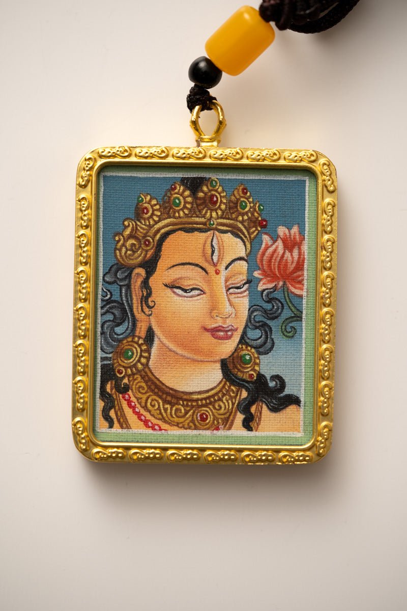 White Tara Ghau Thangka with Locket