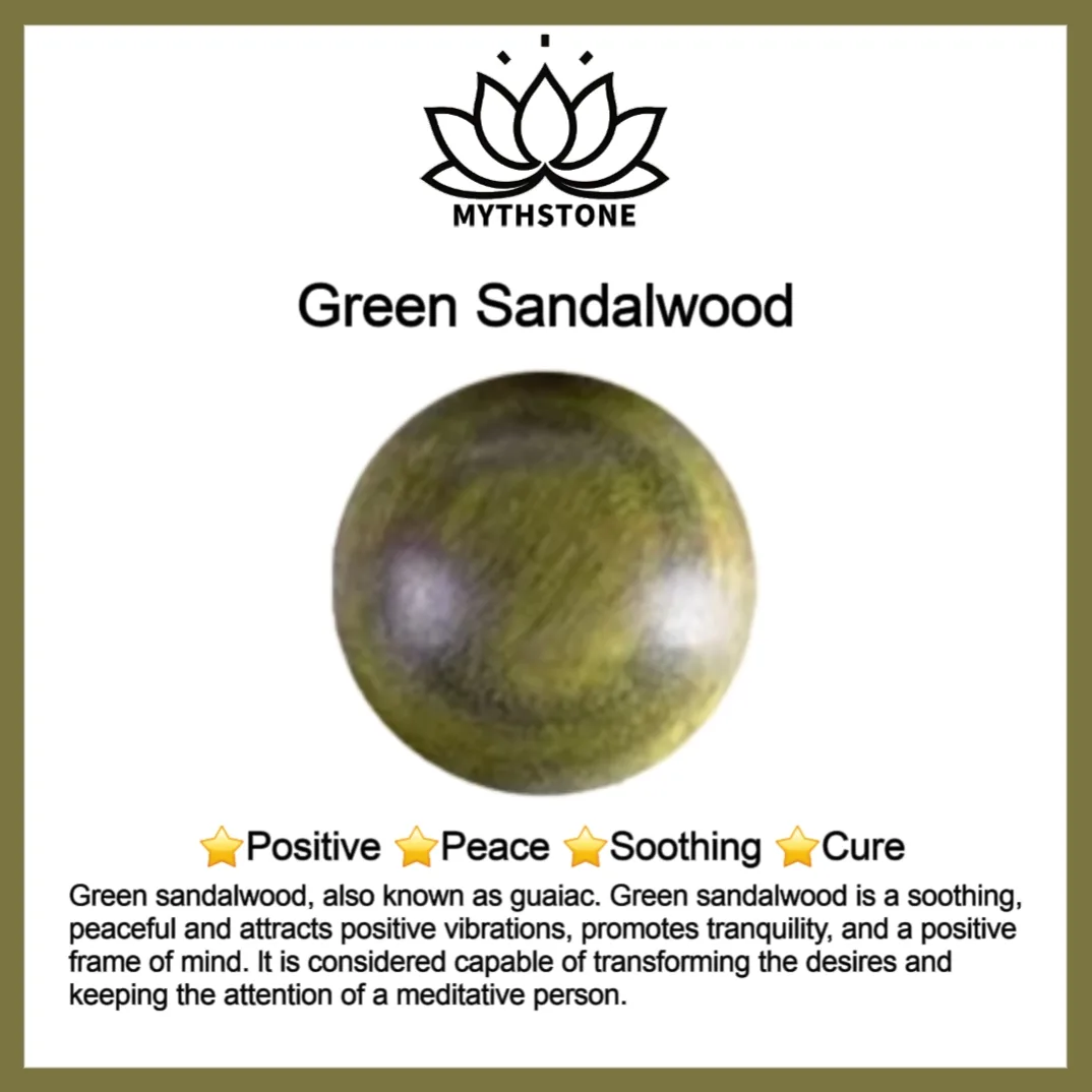 Mythstone 108 Mala Beads Green Sandalwood Boxwood Lotus Positive Bracelet - Image 26