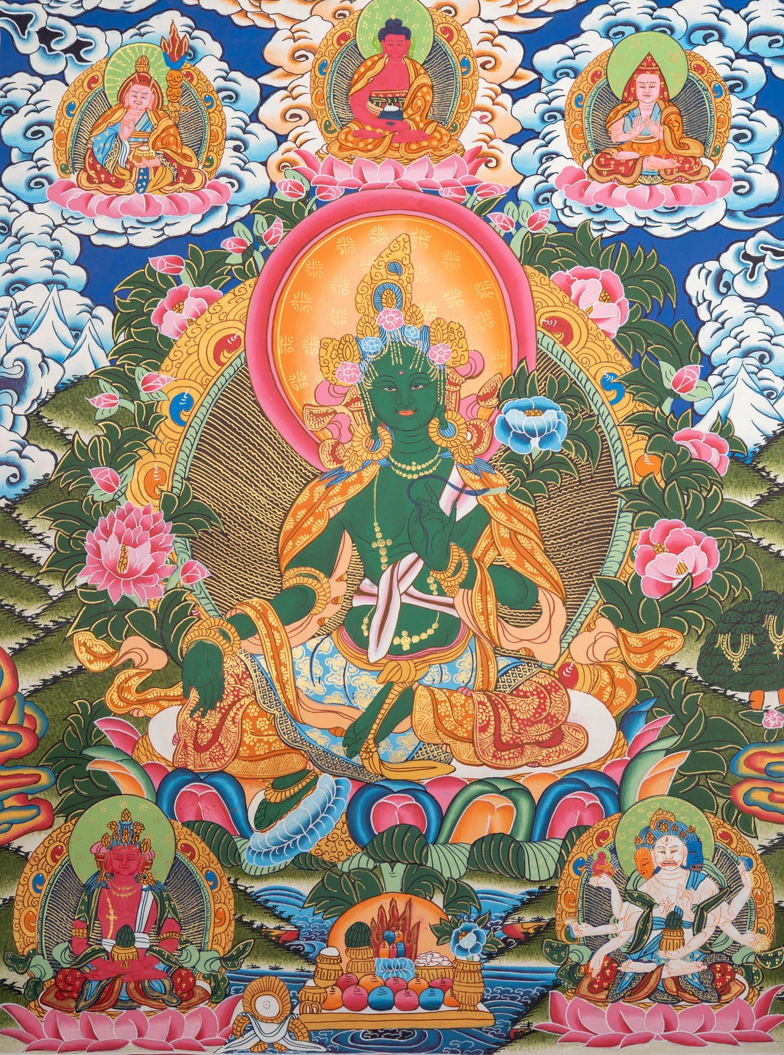 Green Tara Thangka – Hand-Painted Himalayan Art