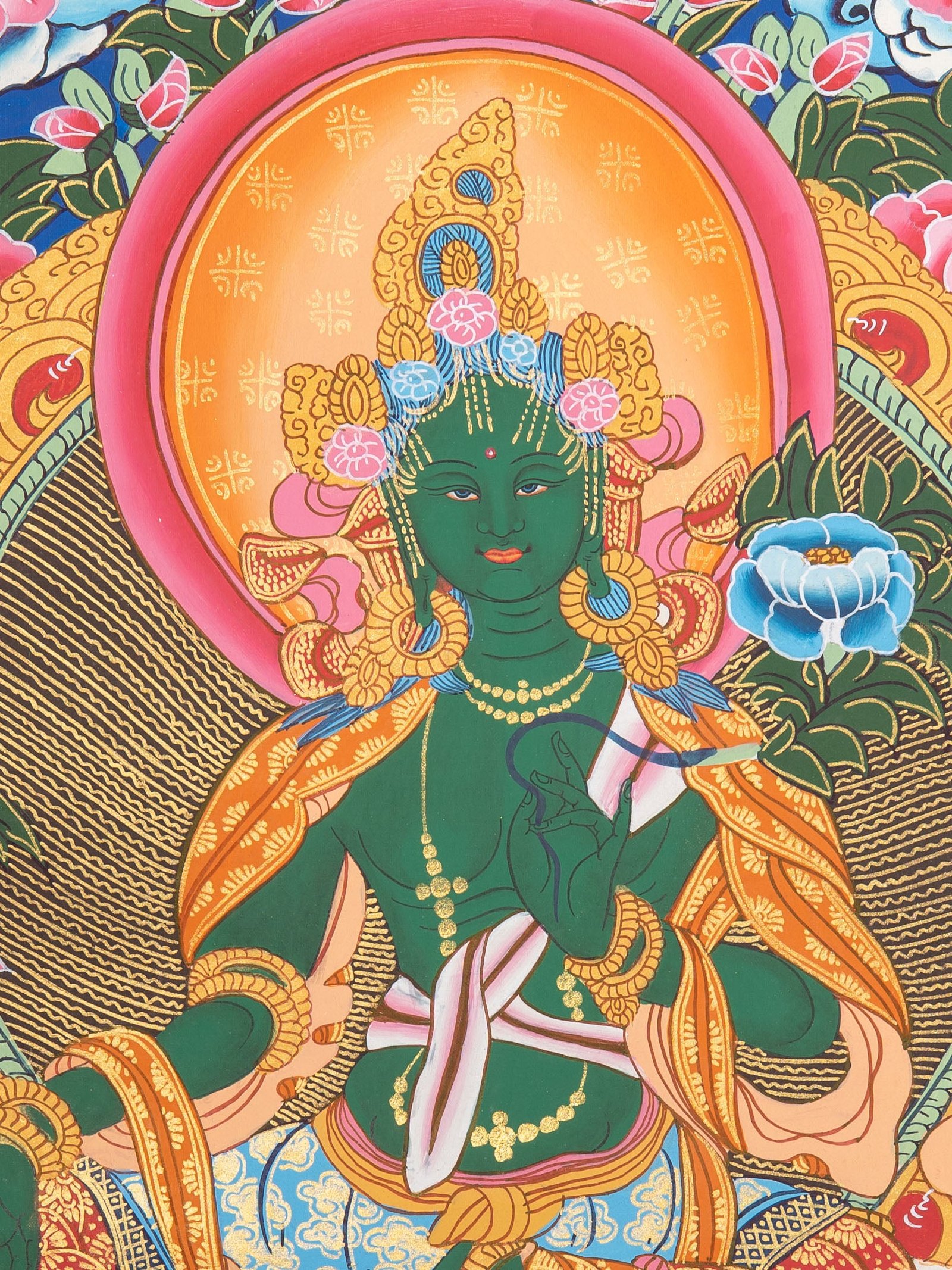 Green Tara Thangka – Hand-Painted Himalayan Art - Image 2
