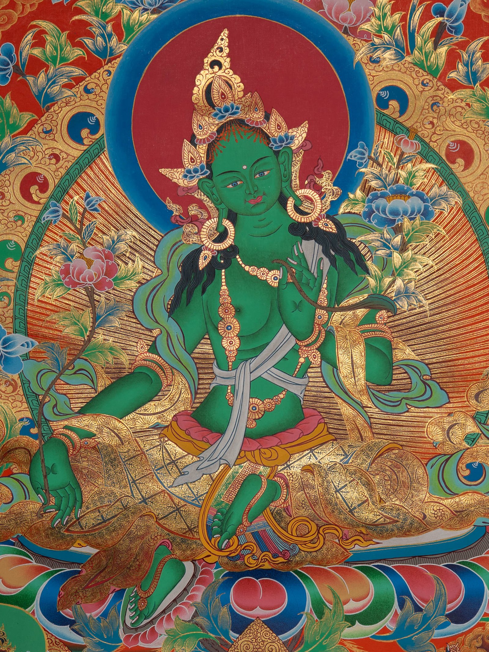 Green Tara Thangka Painting - Image 2