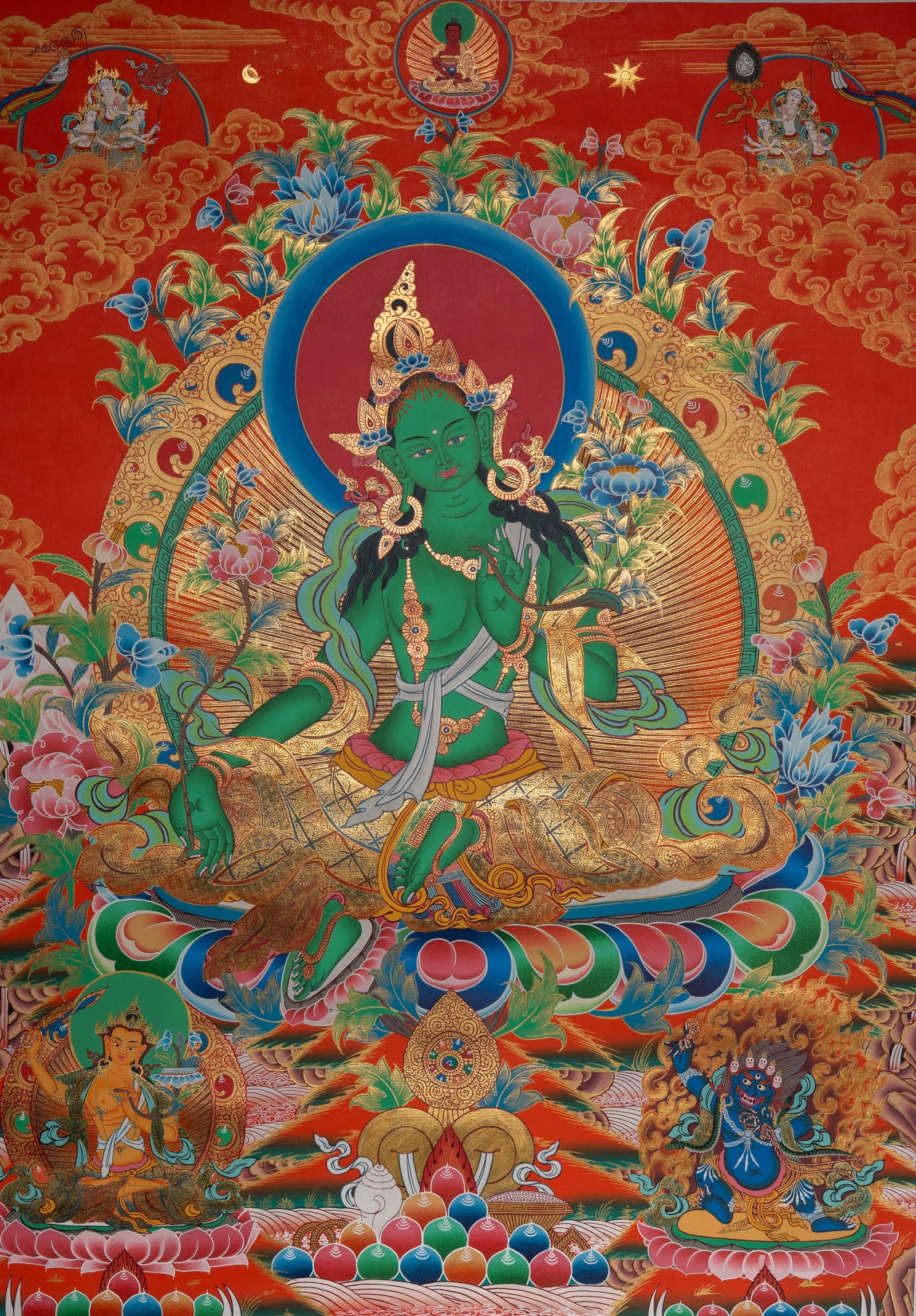 Green Tara Thangka Painting