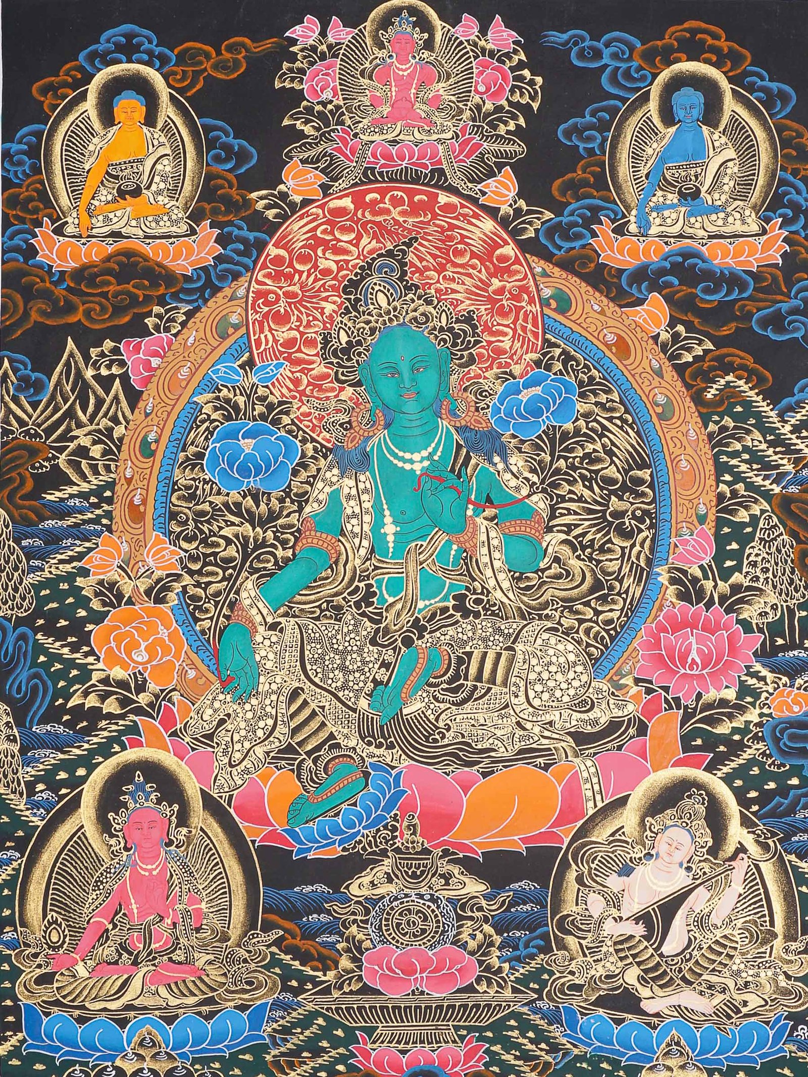 Green Tara Thangka Painting