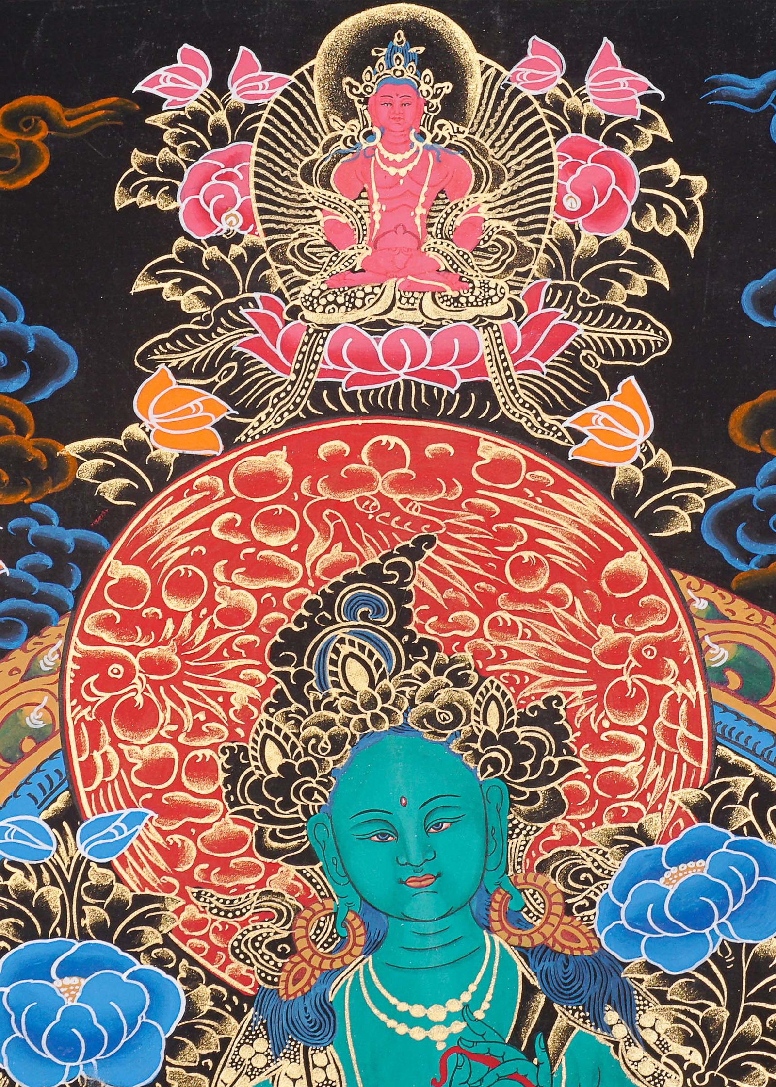 Green Tara Thangka Painting - Image 9