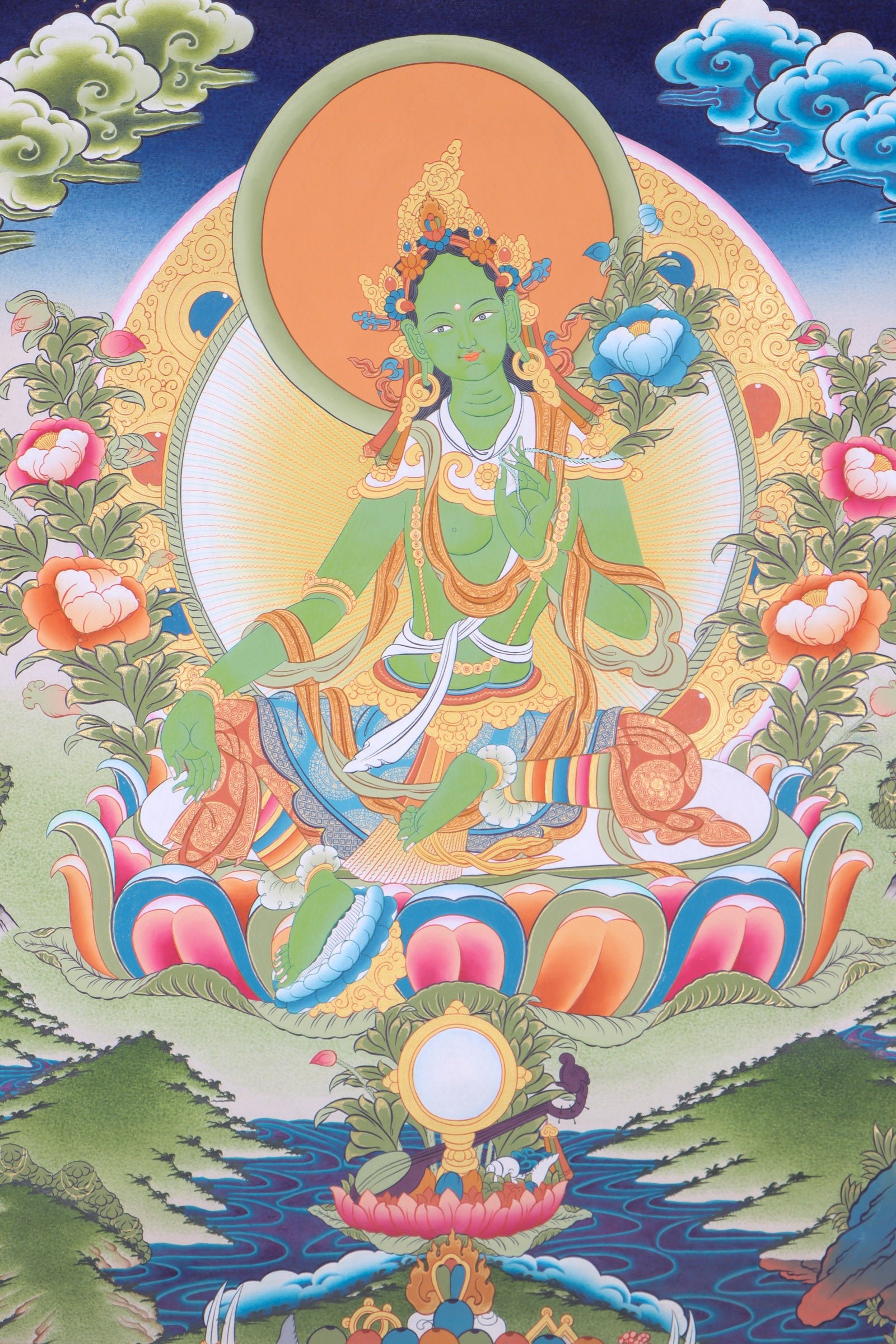 Handpainted Green Tara Thangka - Image 3