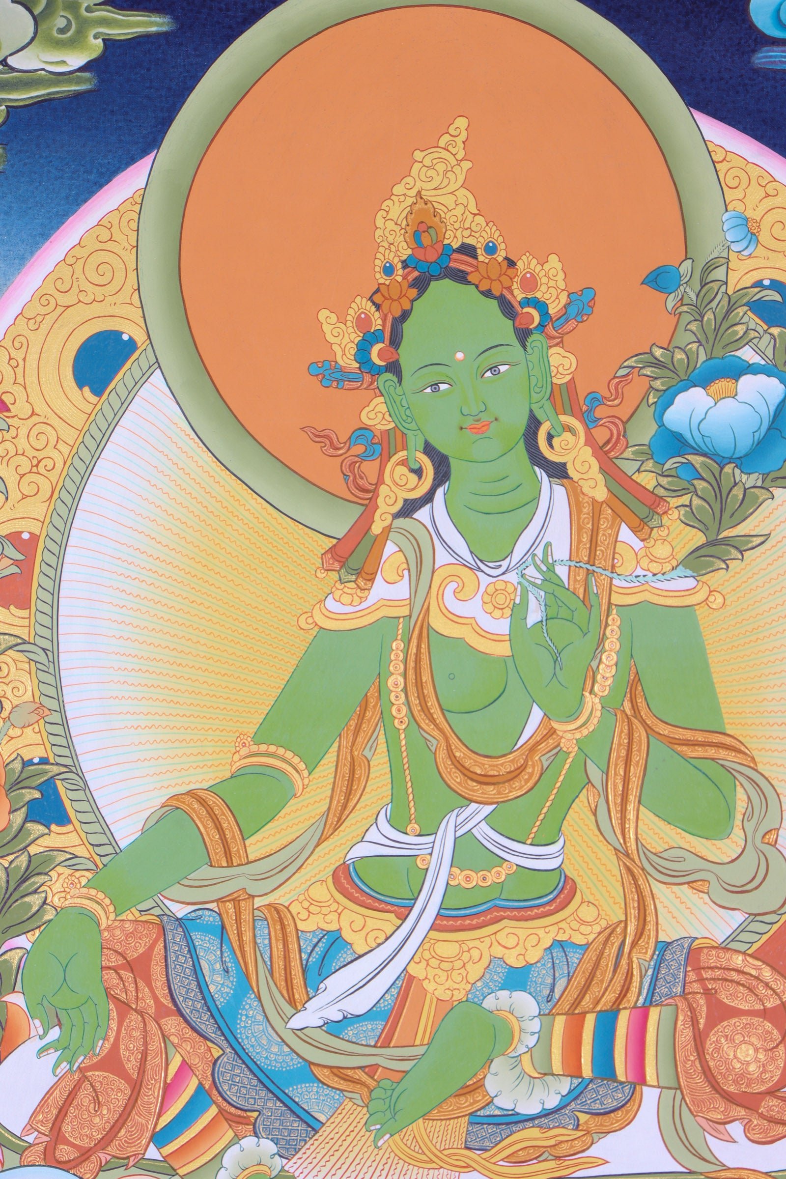 Handpainted Green Tara Thangka - Image 4