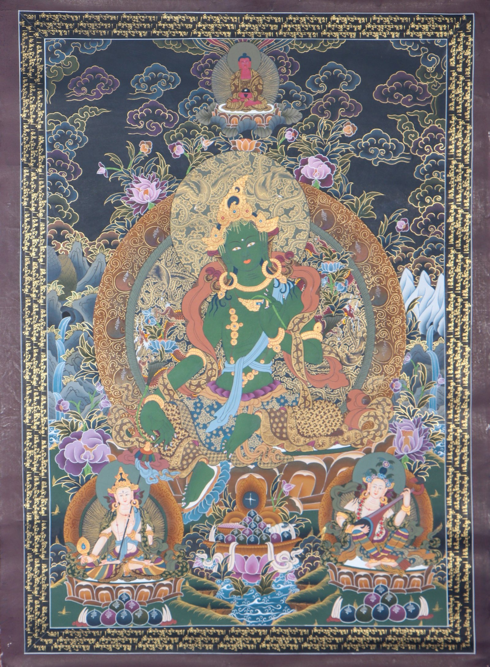 Handpainted Green Tara Thangka