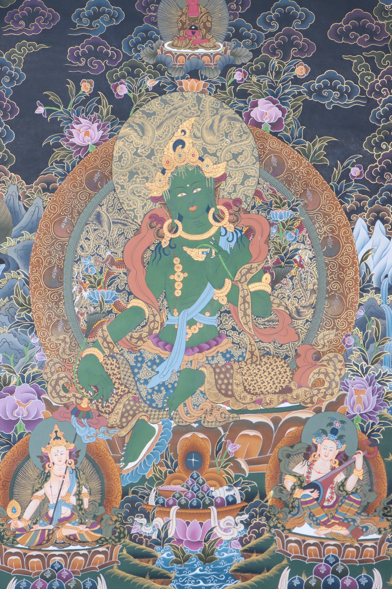 Handpainted Green Tara Thangka - Image 2