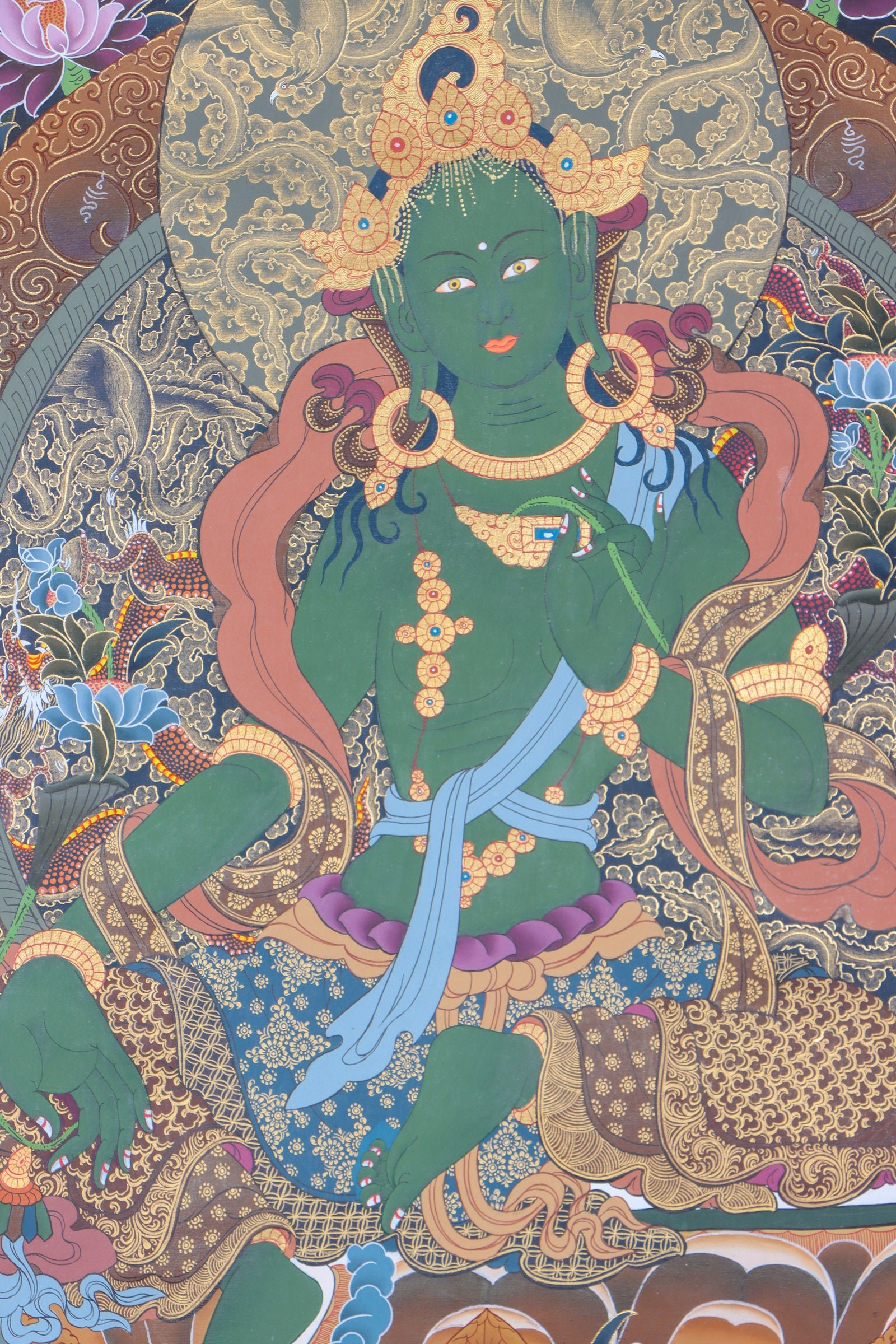 Handpainted Green Tara Thangka - Image 3