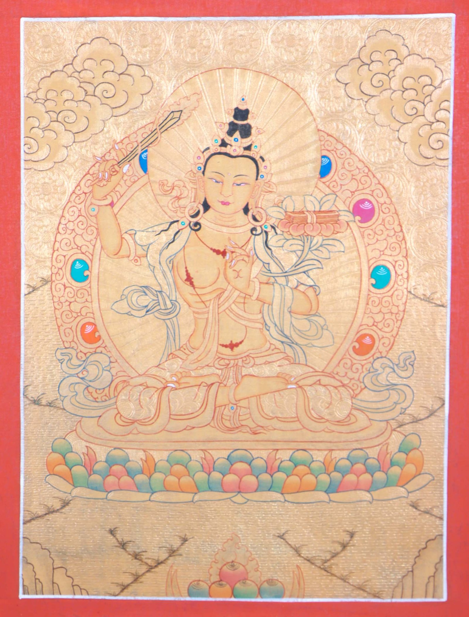 Manjushri Fully Gold Thangka