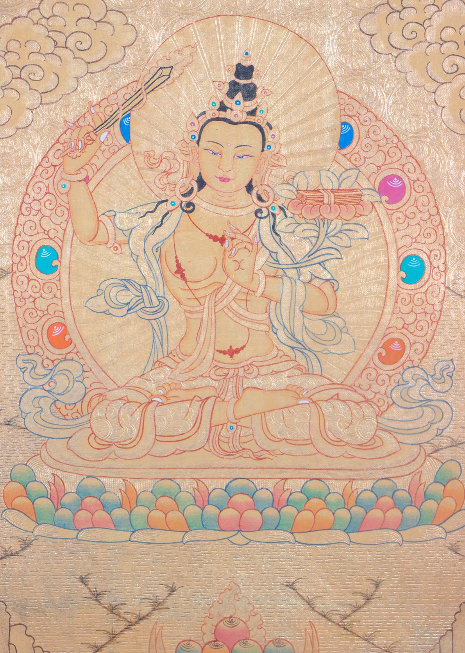 Manjushri Fully Gold Thangka - Image 2