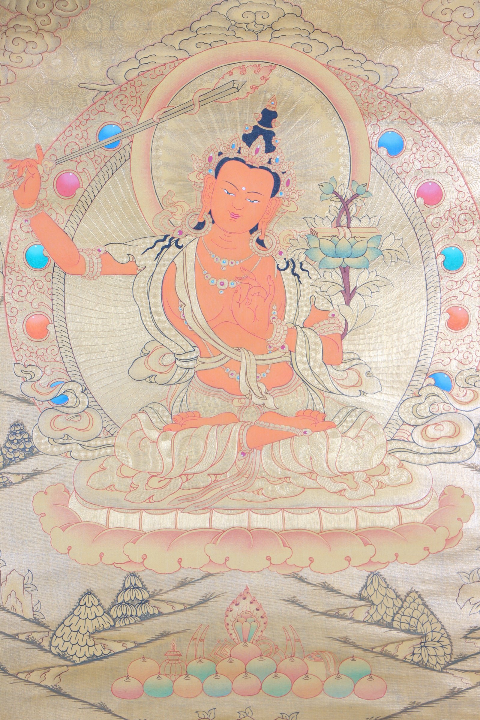 Manjushri Thangka Painting- Gold Art - Image 2