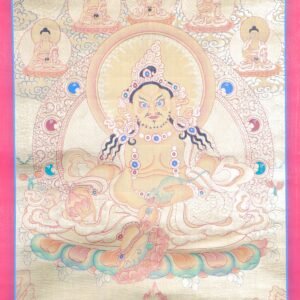 Zambala with 5 Buddha Thangka | Gold Artwork