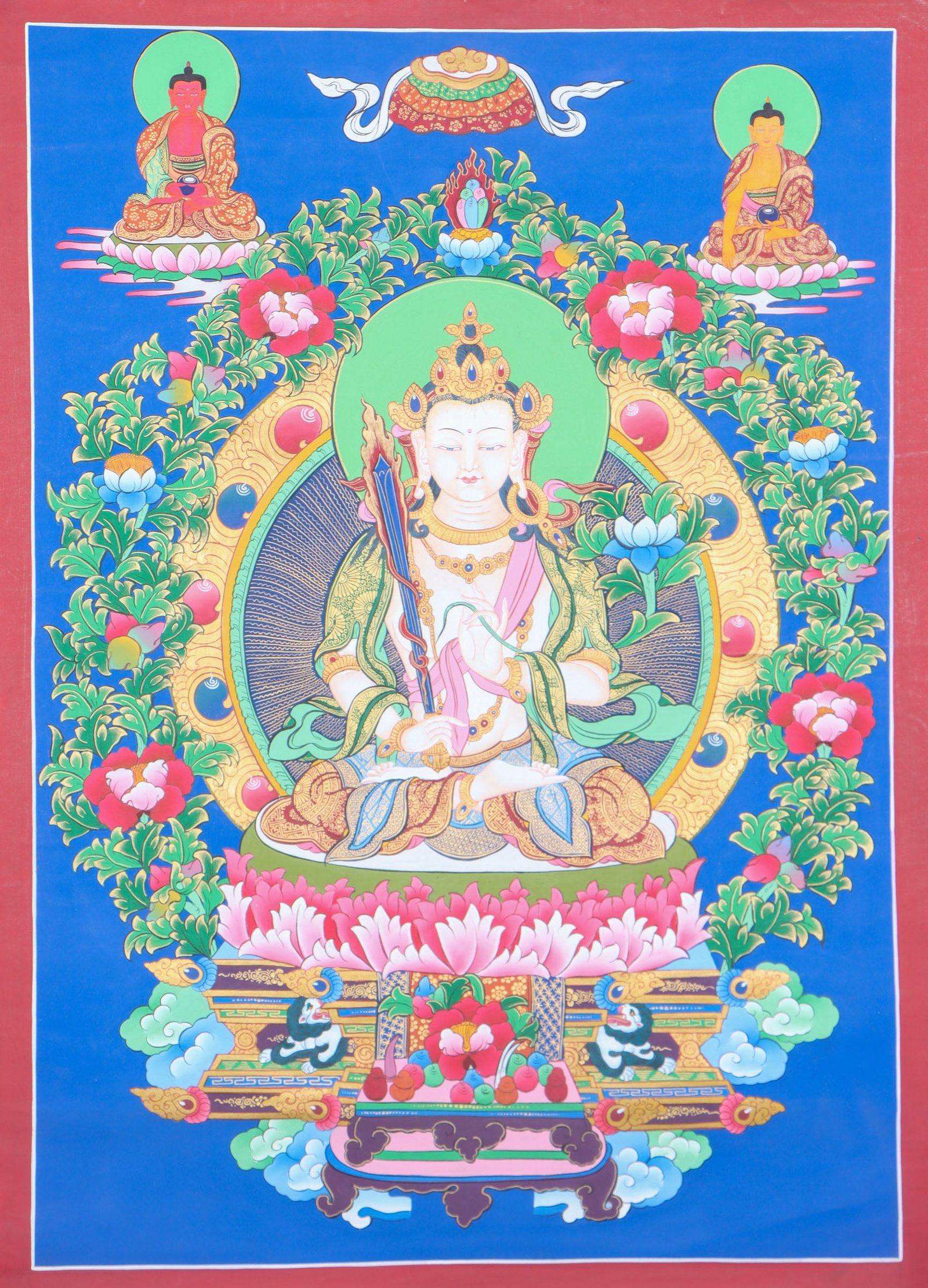 Japanese Style - Monju Bosatsu Thangka Painting