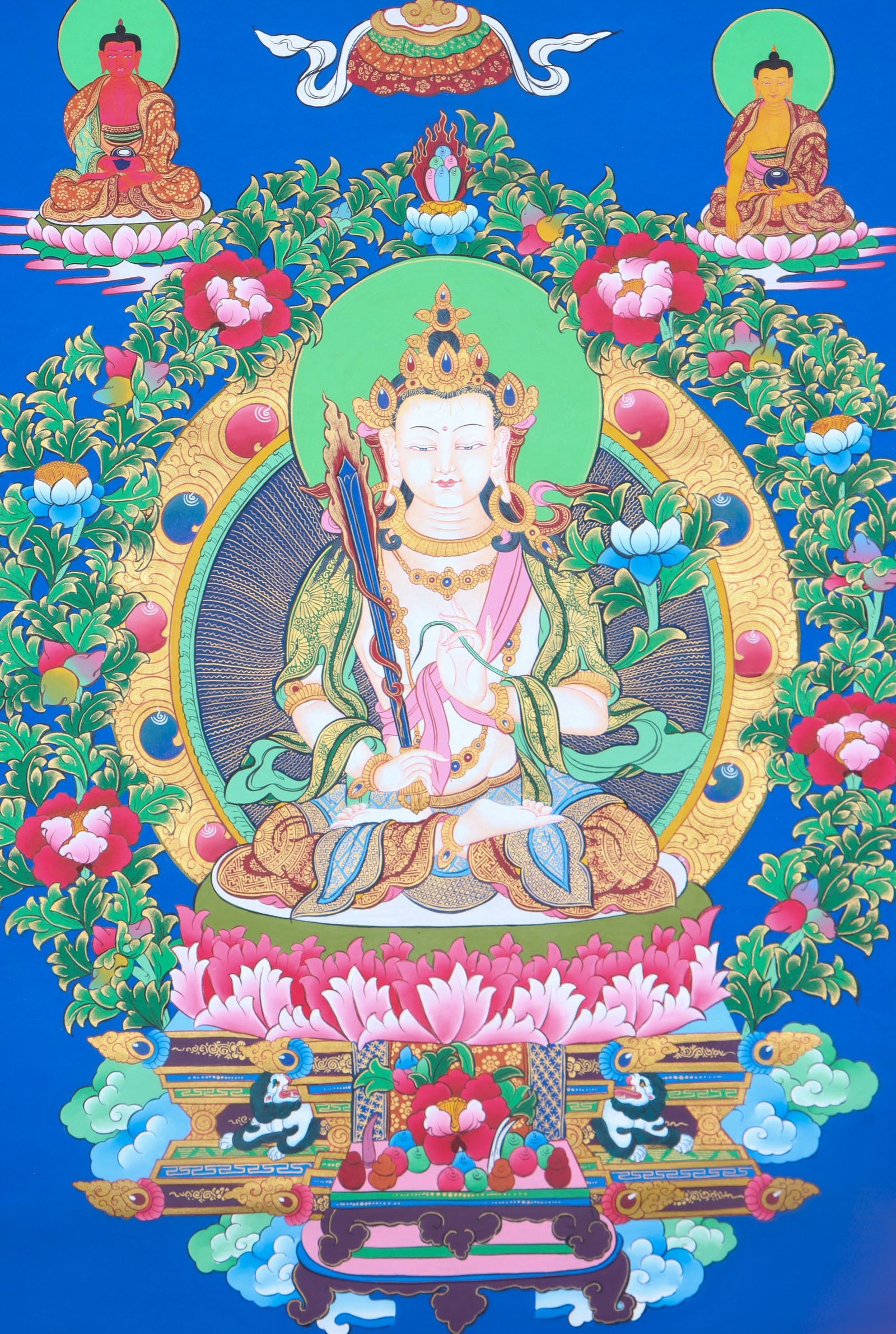 Japanese Style - Monju Bosatsu Thangka Painting - Image 2