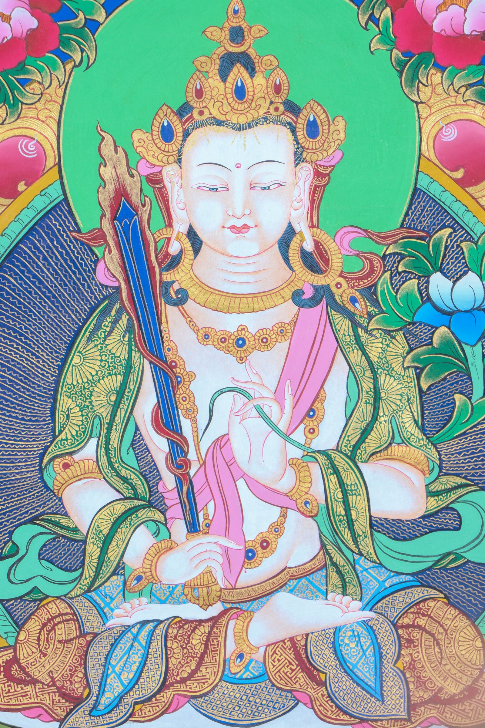 Japanese Style - Monju Bosatsu Thangka Painting - Image 3