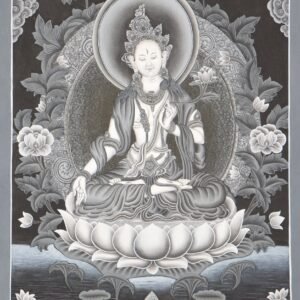 Newari White Tara Monochrome Thangka Painting