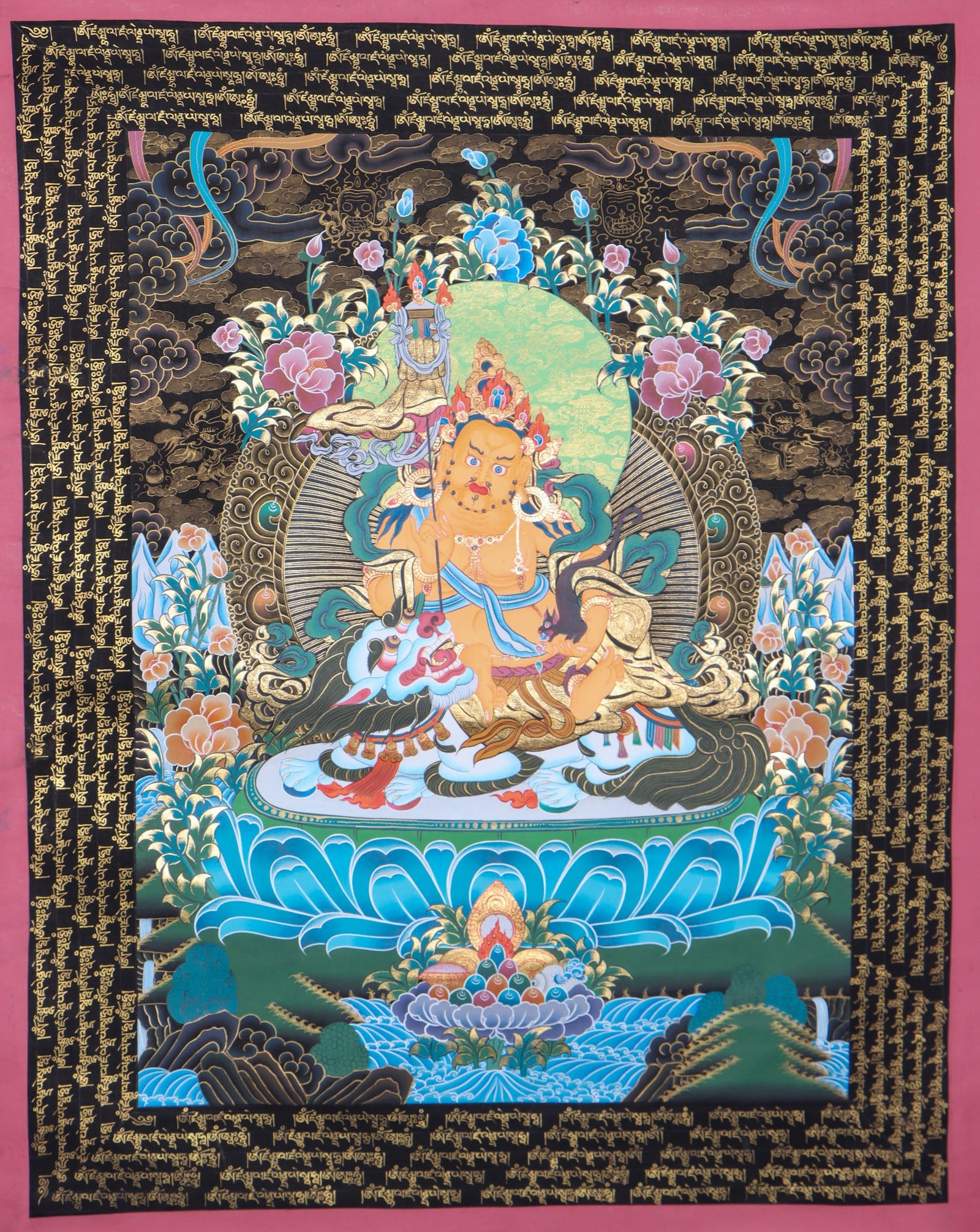 High Quality Zambala Thangka with Mantra