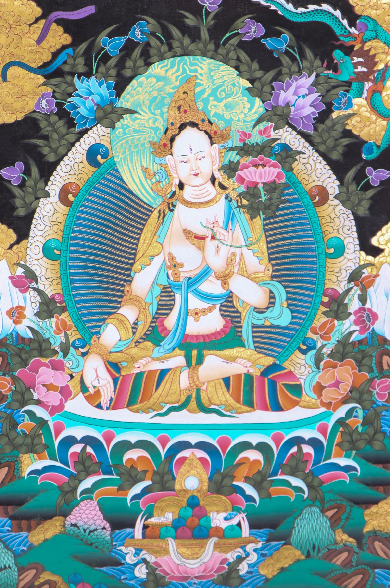 White Tara Thangka Painting - Image 2