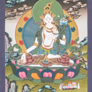 Hand painted White Tara Thangka | Tibetan Art