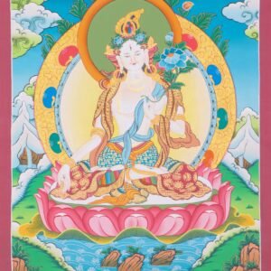 Handpainted White Tara Thangka
