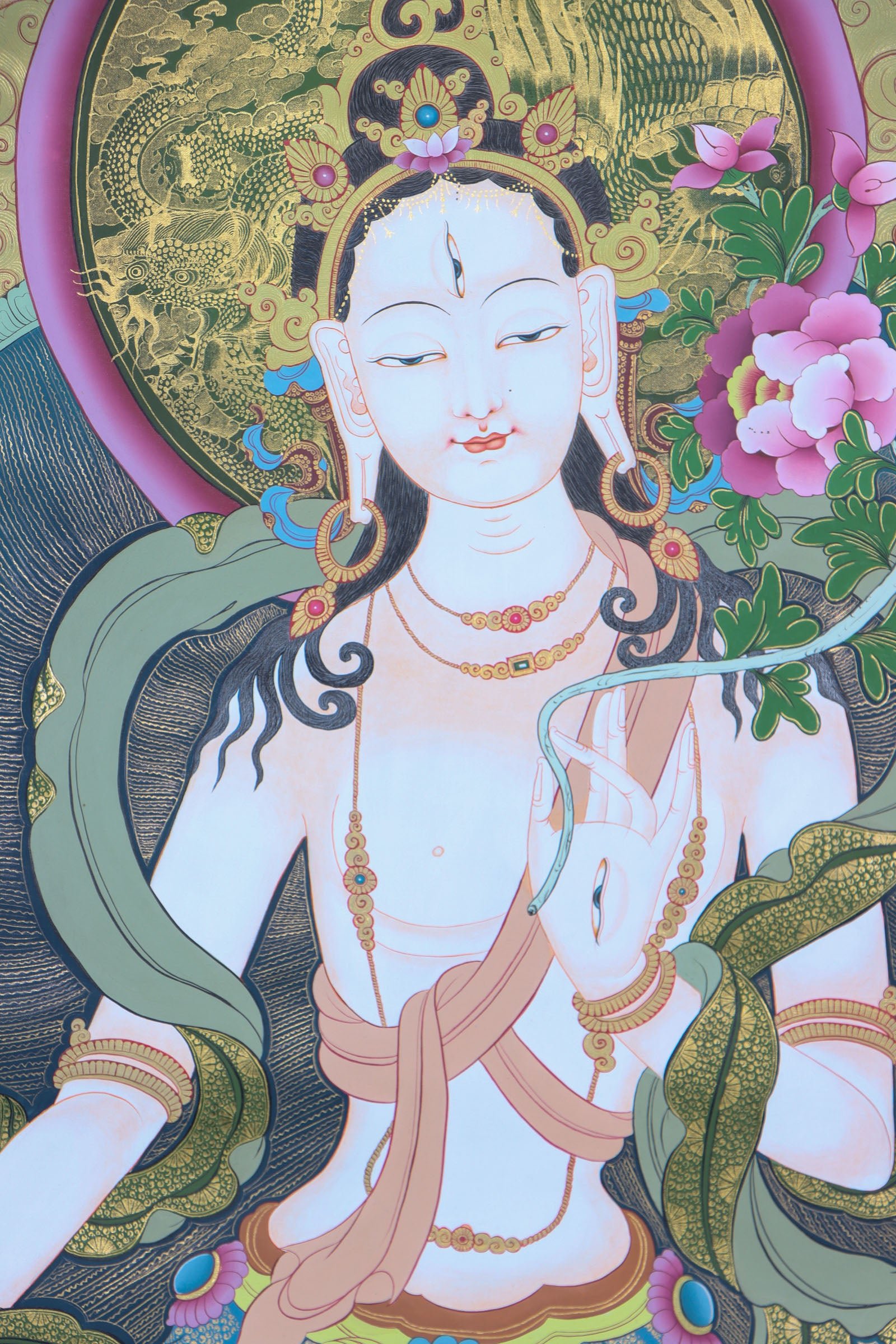 White Tara Thangka Painting - Image 4
