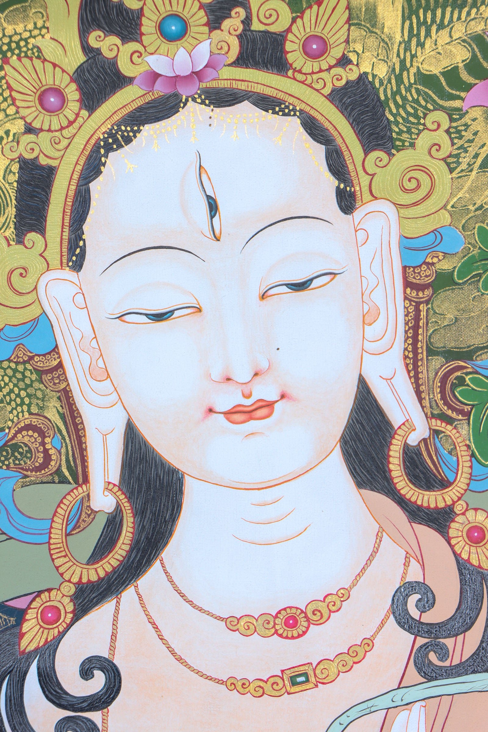 White Tara Thangka Painting - Image 9