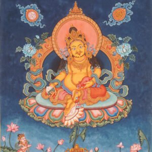 Yellow Zambala of Fortune Thangka Art - Newari Style