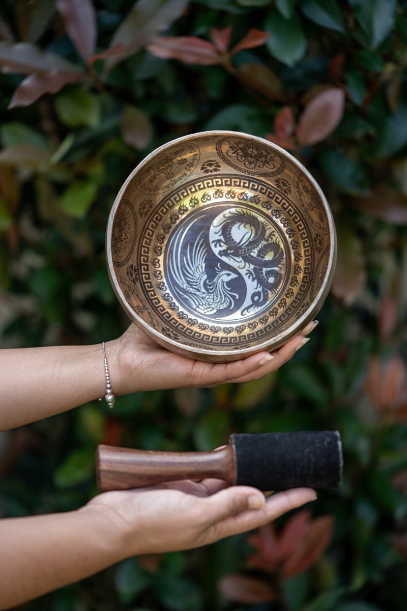 Phoenix and Dragon Yin Yang Singing Bowl