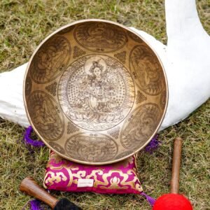 Green Tara Carved Singing Bowl