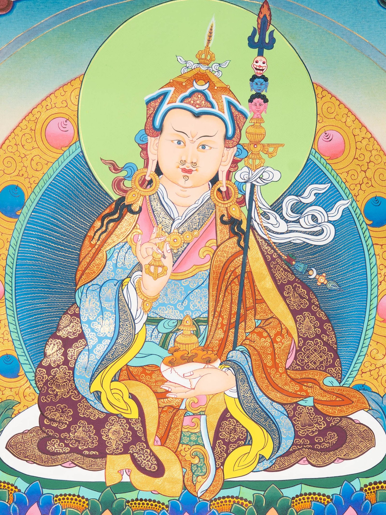 Handpainted Guru Rinpoche Thangka - Image 2