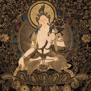 Hand-Painted White Tara Thangka