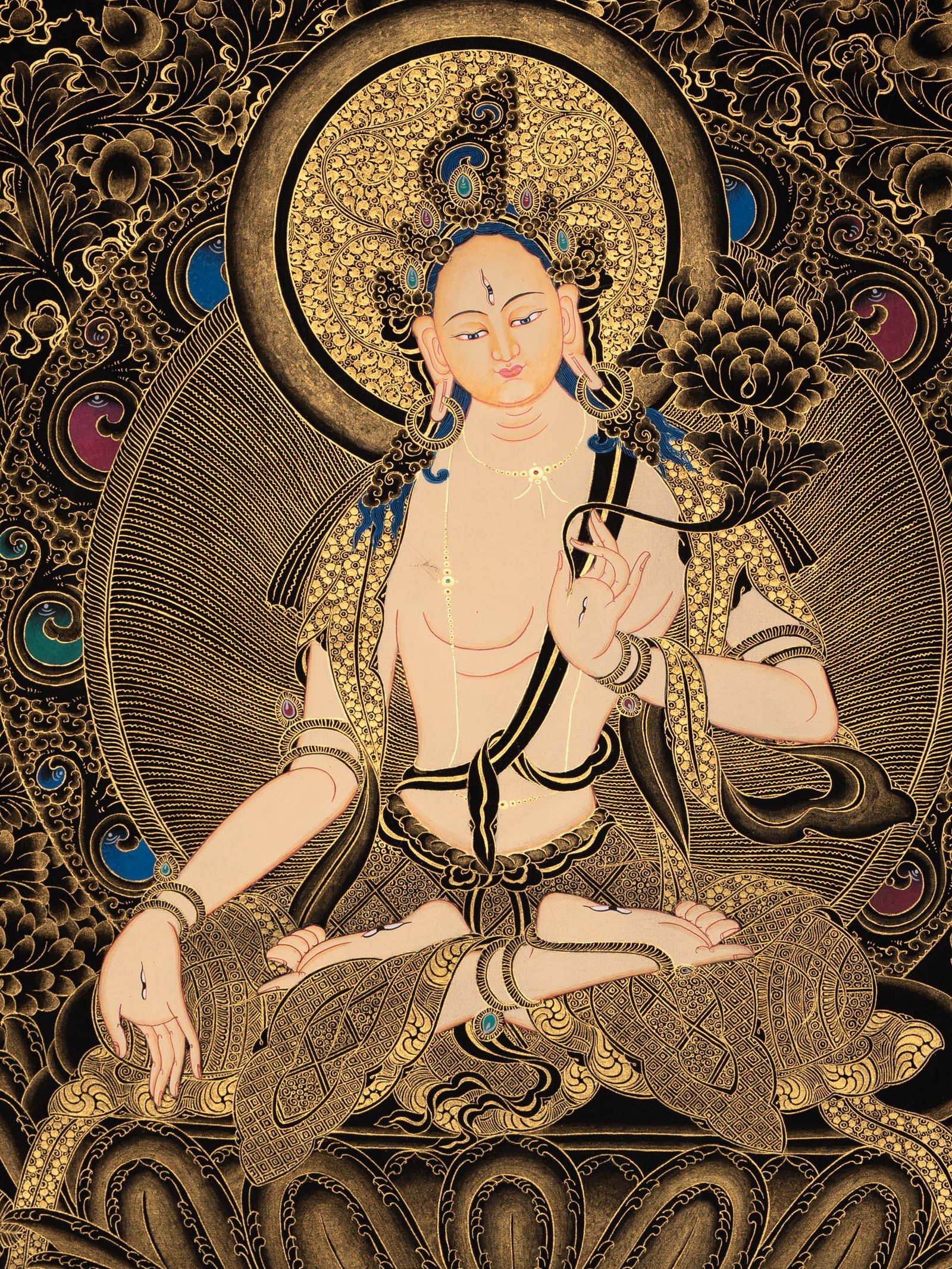 Hand-Painted White Tara Thangka - Image 2