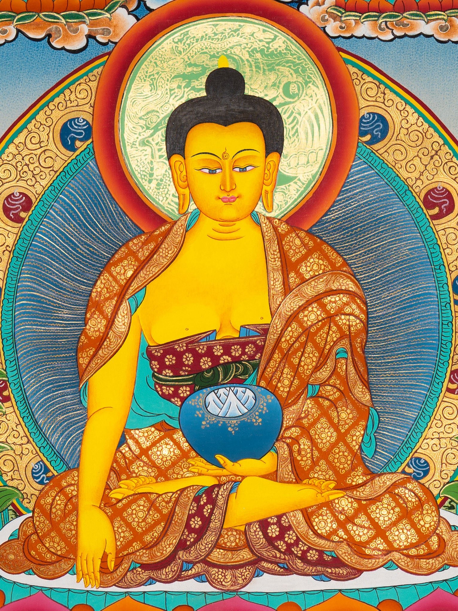 Handpainted Shakyamuni Buddha Thangka - Image 2