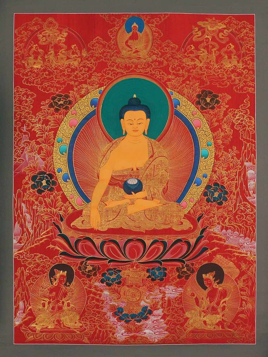 Tibetan Thangka Painting of Shakyamuni Buddha
