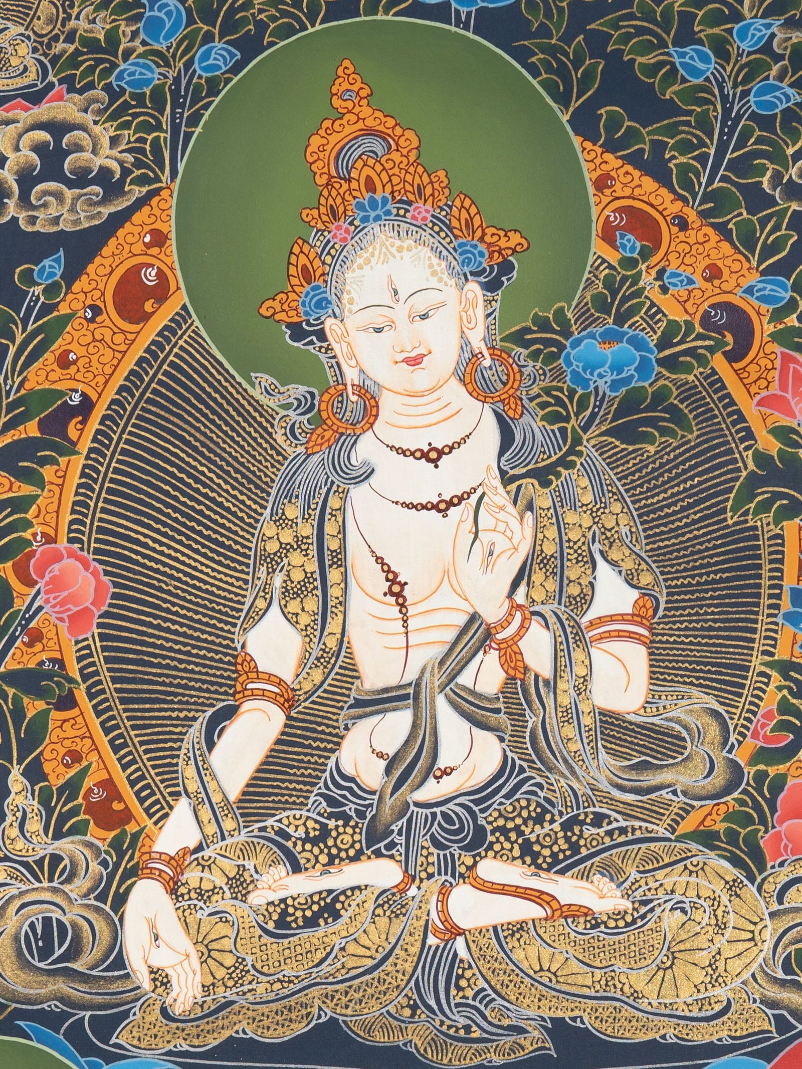 White Tara Thangka – Hand-Painted Himalayan Art - Image 2