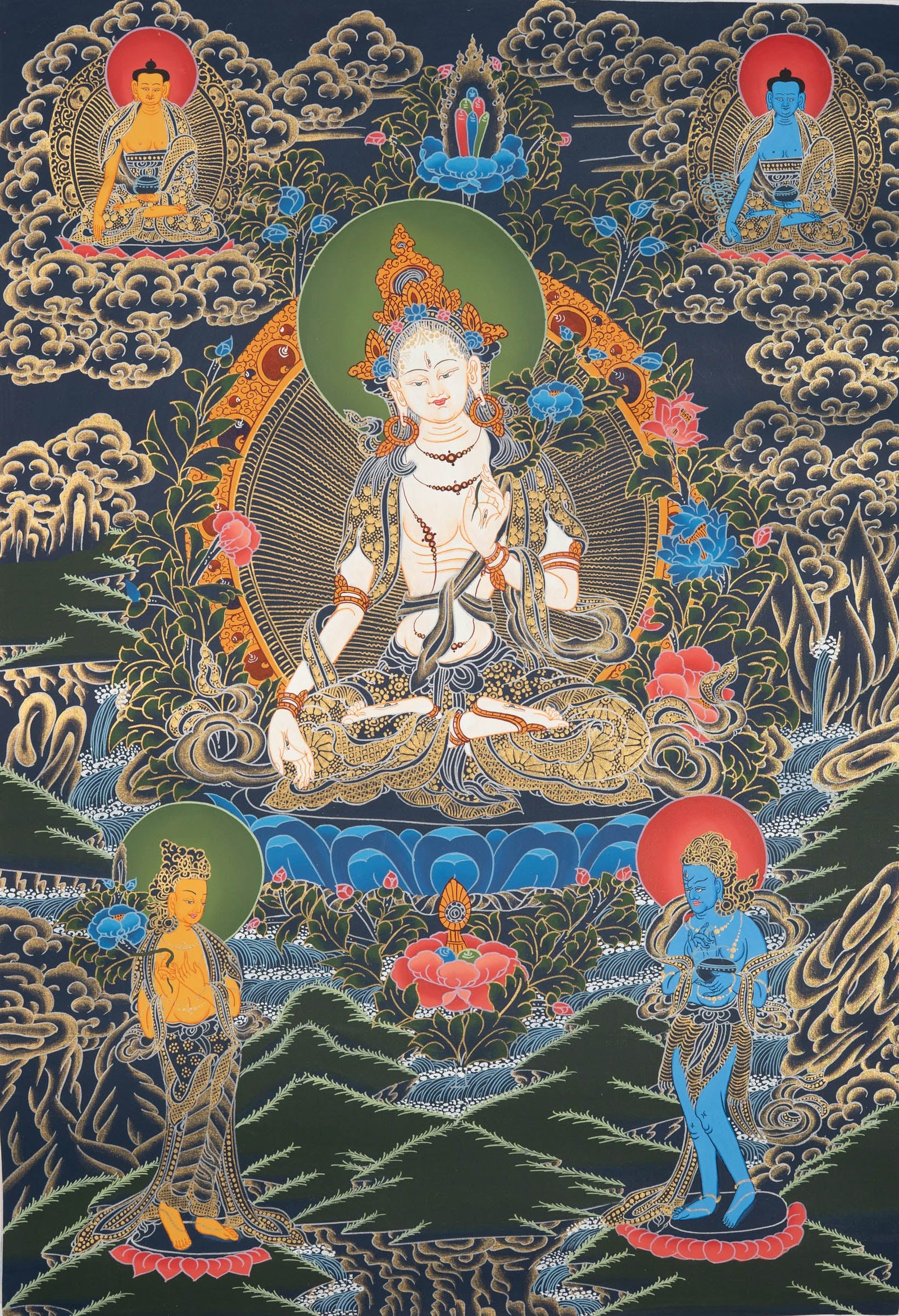 White Tara Thangka – Hand-Painted Himalayan Art