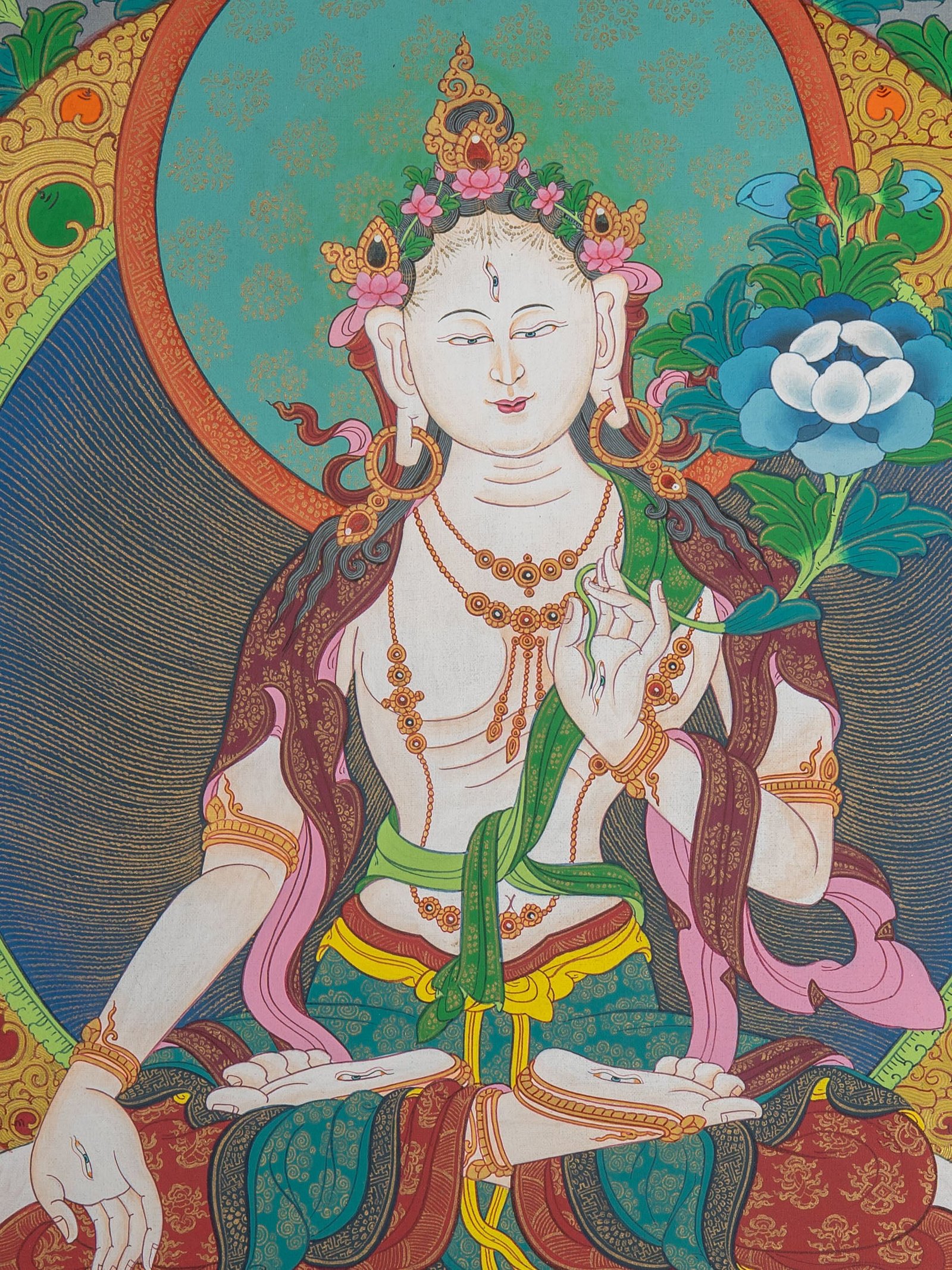 White Tara – The Healing Goddess Thangka - Image 2