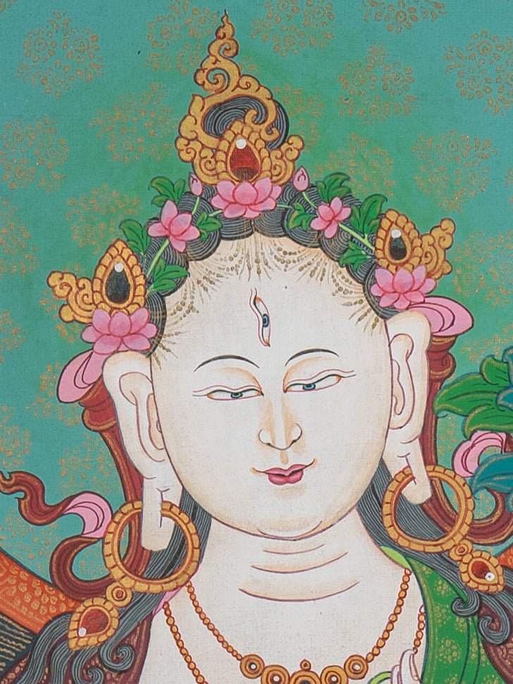 White Tara – The Healing Goddess Thangka - Image 3