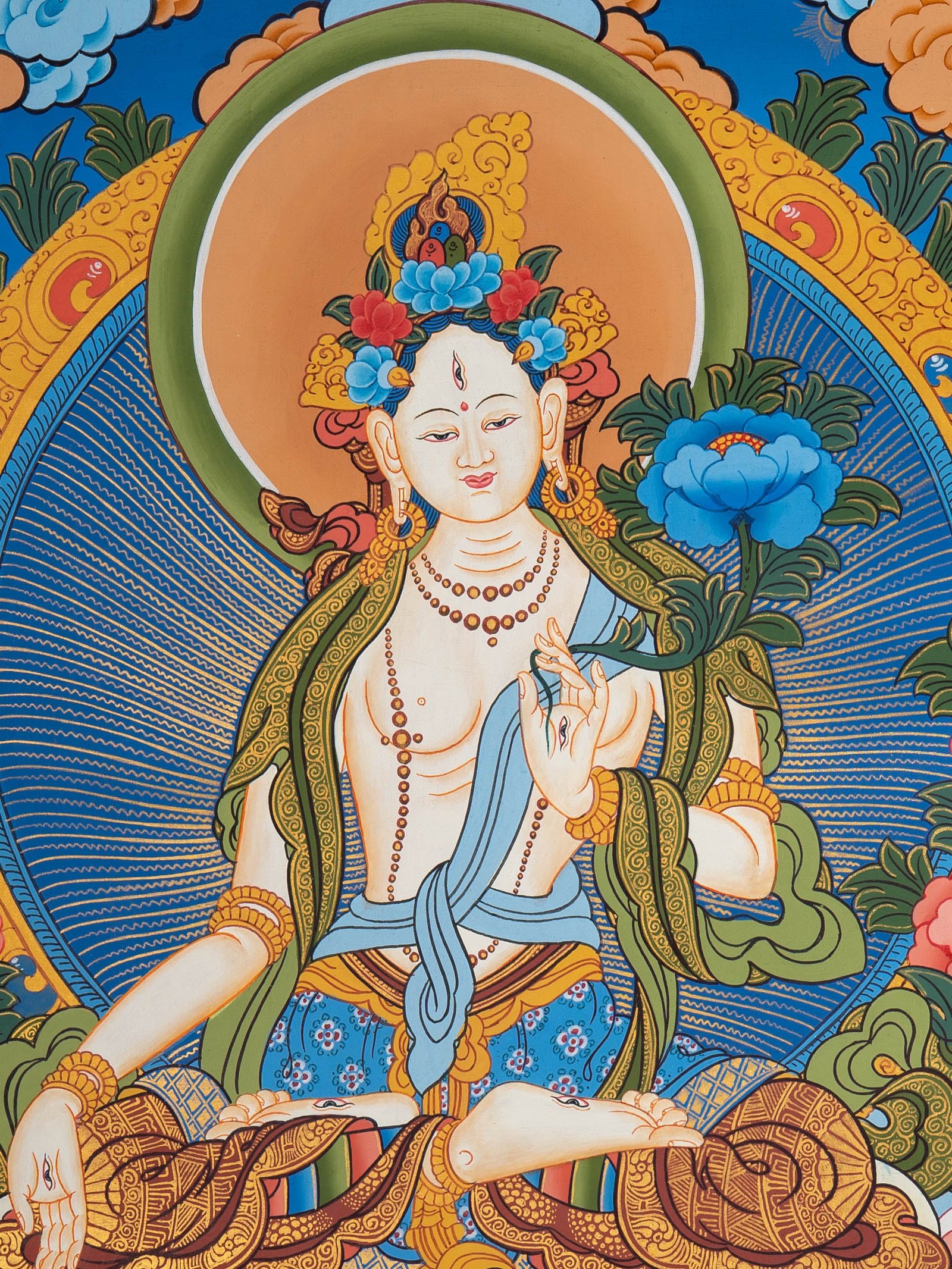 White Tara Thangka Painting - Image 2
