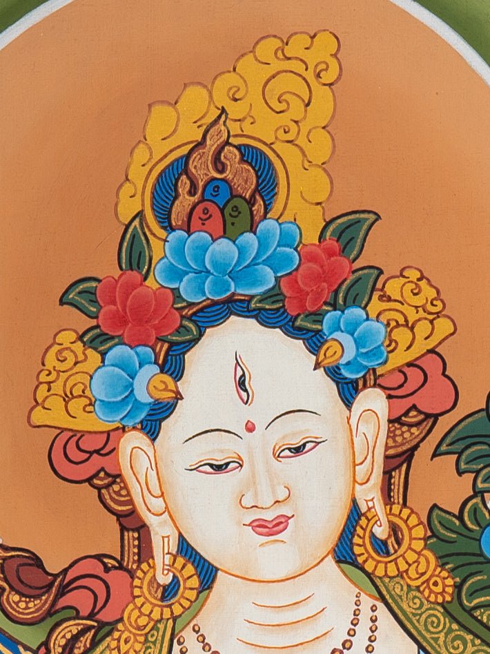White Tara Thangka Painting - Image 3