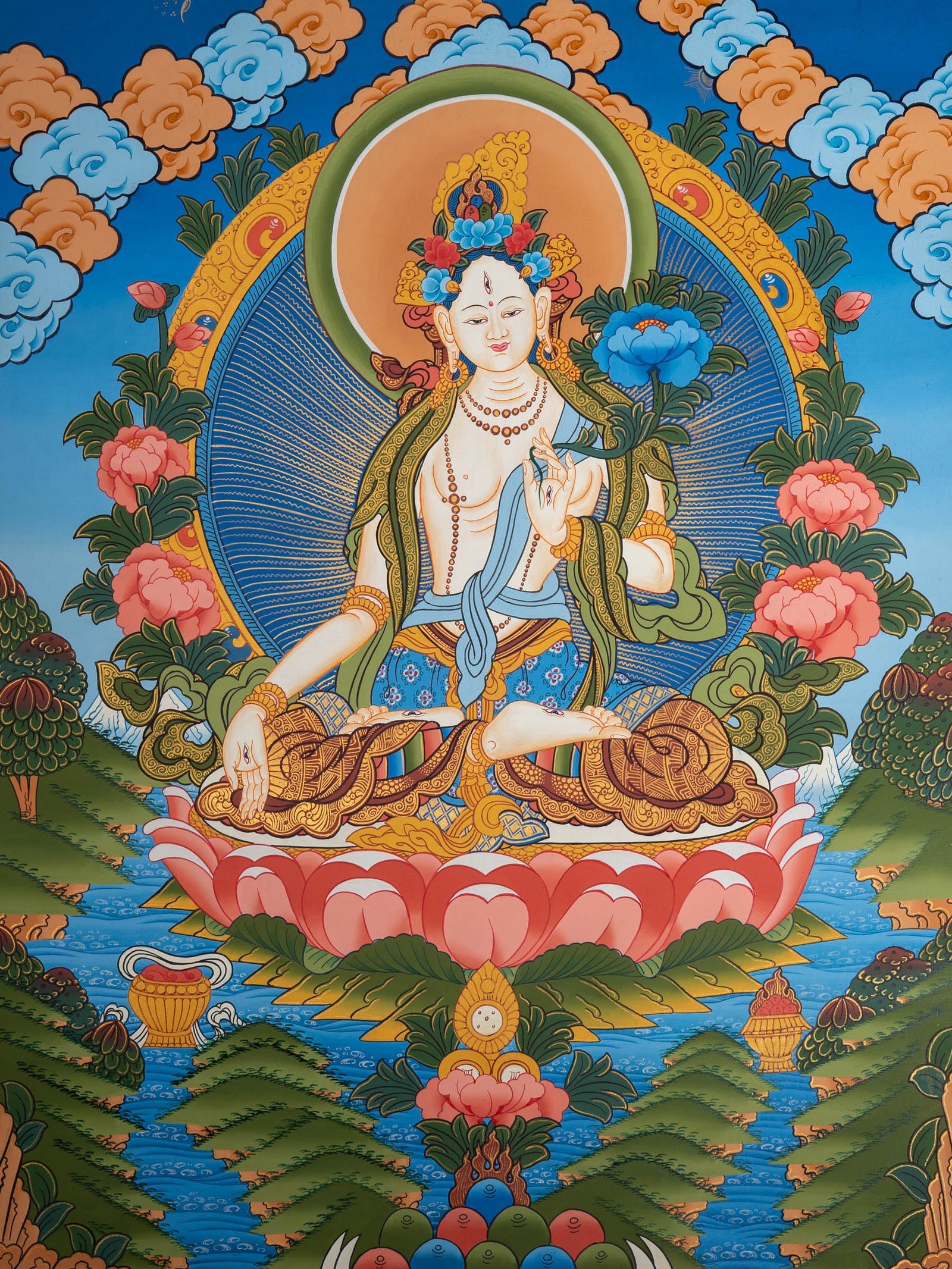 White Tara Thangka Painting